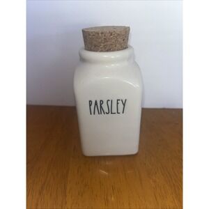 RAE DUNN Artisan Collection By Magenta Parsley Spice jar Container With Cork Lid